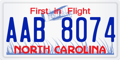 NC license plate AAB8074