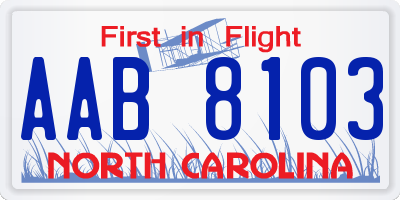 NC license plate AAB8103