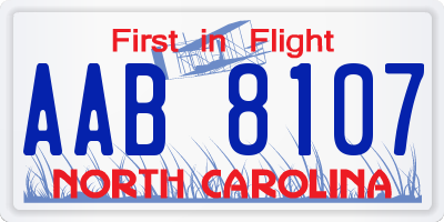 NC license plate AAB8107