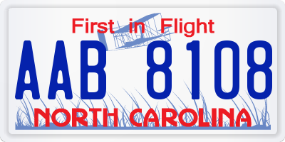 NC license plate AAB8108