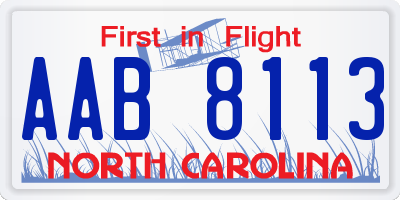 NC license plate AAB8113