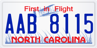 NC license plate AAB8115