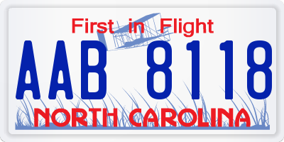 NC license plate AAB8118