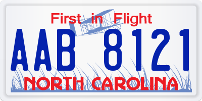 NC license plate AAB8121