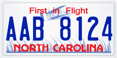 NC license plate AAB8124
