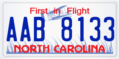 NC license plate AAB8133