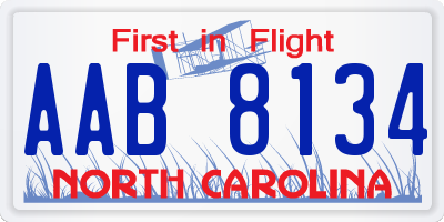 NC license plate AAB8134