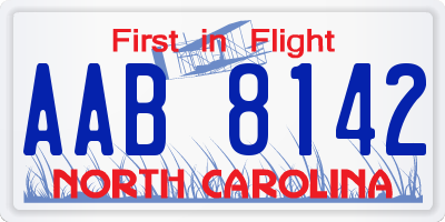 NC license plate AAB8142