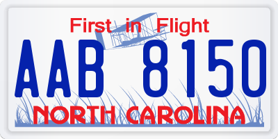 NC license plate AAB8150