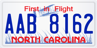 NC license plate AAB8162