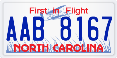 NC license plate AAB8167