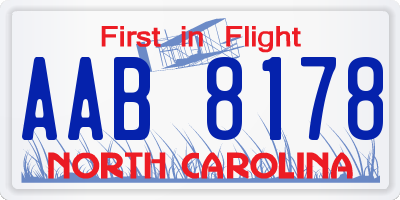 NC license plate AAB8178