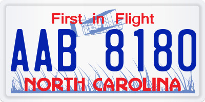NC license plate AAB8180