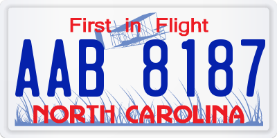 NC license plate AAB8187
