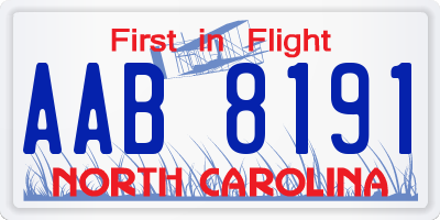 NC license plate AAB8191