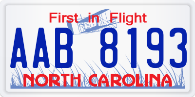 NC license plate AAB8193