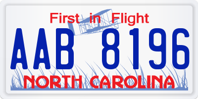 NC license plate AAB8196