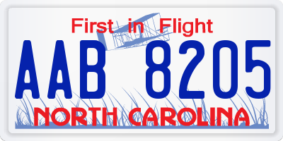 NC license plate AAB8205