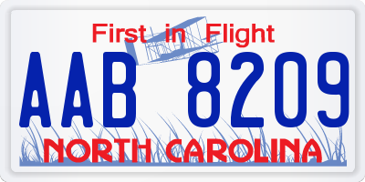 NC license plate AAB8209
