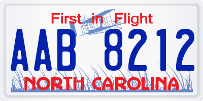NC license plate AAB8212