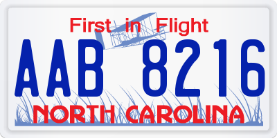 NC license plate AAB8216