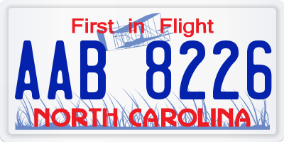 NC license plate AAB8226