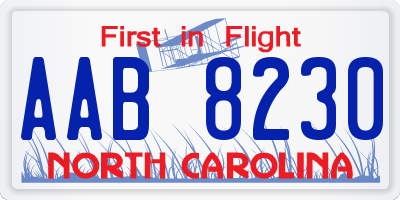 NC license plate AAB8230