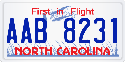 NC license plate AAB8231
