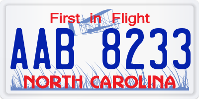 NC license plate AAB8233