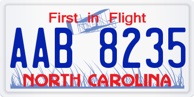 NC license plate AAB8235