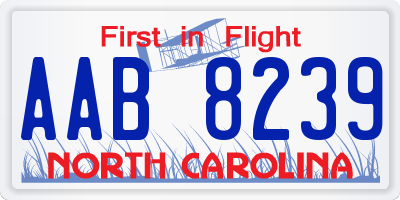 NC license plate AAB8239