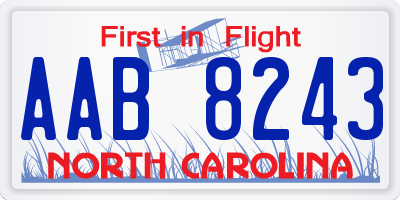 NC license plate AAB8243
