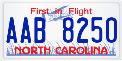 NC license plate AAB8250