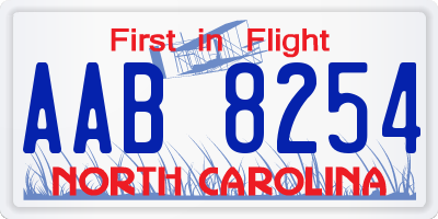 NC license plate AAB8254