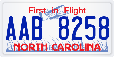 NC license plate AAB8258