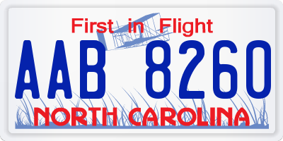 NC license plate AAB8260