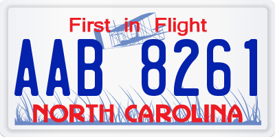 NC license plate AAB8261