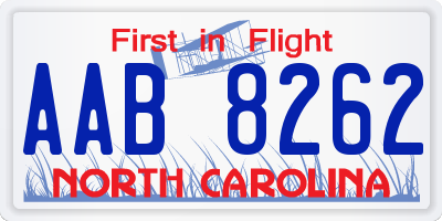 NC license plate AAB8262