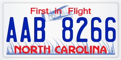 NC license plate AAB8266