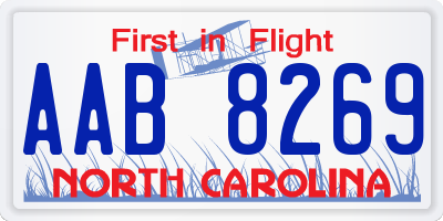 NC license plate AAB8269
