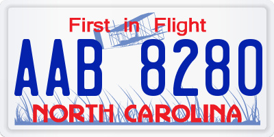 NC license plate AAB8280