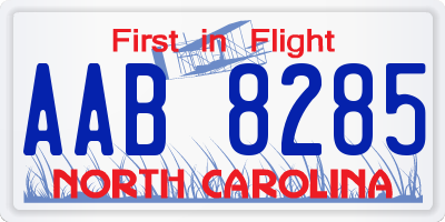 NC license plate AAB8285