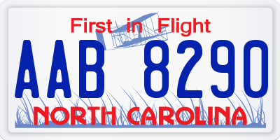 NC license plate AAB8290