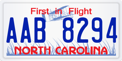 NC license plate AAB8294