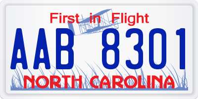 NC license plate AAB8301