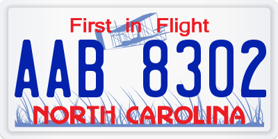 NC license plate AAB8302