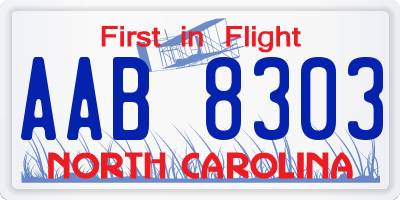 NC license plate AAB8303