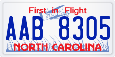 NC license plate AAB8305