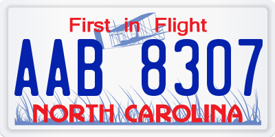 NC license plate AAB8307
