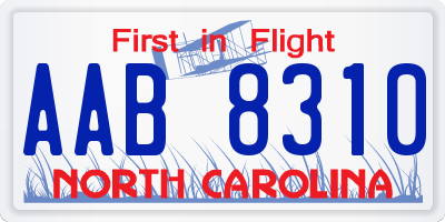 NC license plate AAB8310
